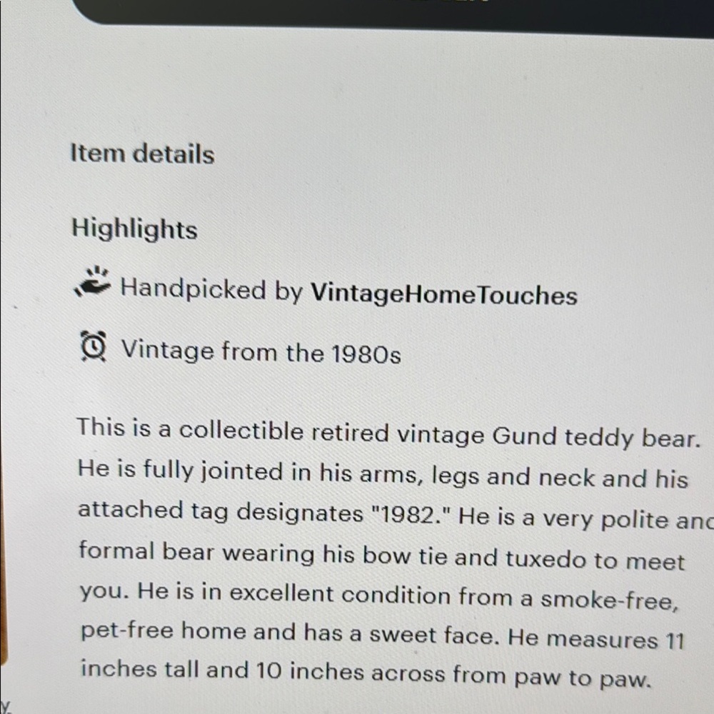 Gund Teddy Bear with Bow Tie